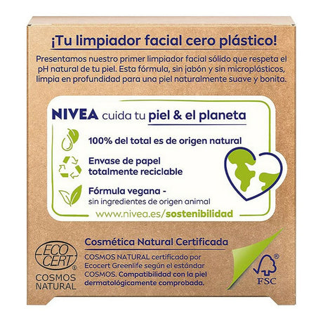Facial Cleansing Gel Naturally Clean Nivea 94491 Solid Exfoliant Active charcoal 75 g