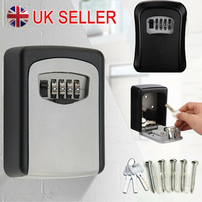 UK 4 Digit Combination Key Lock Box Wall Mounted Key Safe Security Box Outdoor Stor
