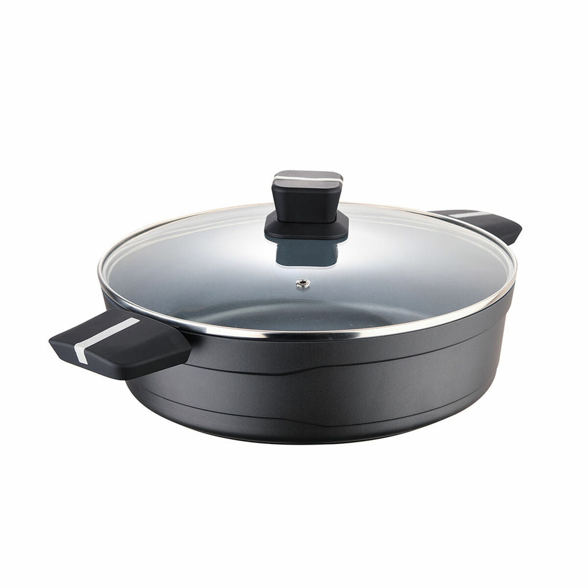 Oală cu Capac de Sticlă San Ignacio Bistro SG6427 Cu talie joasă Aluminiu (Ø 28 x 8 cm) San Ignacio