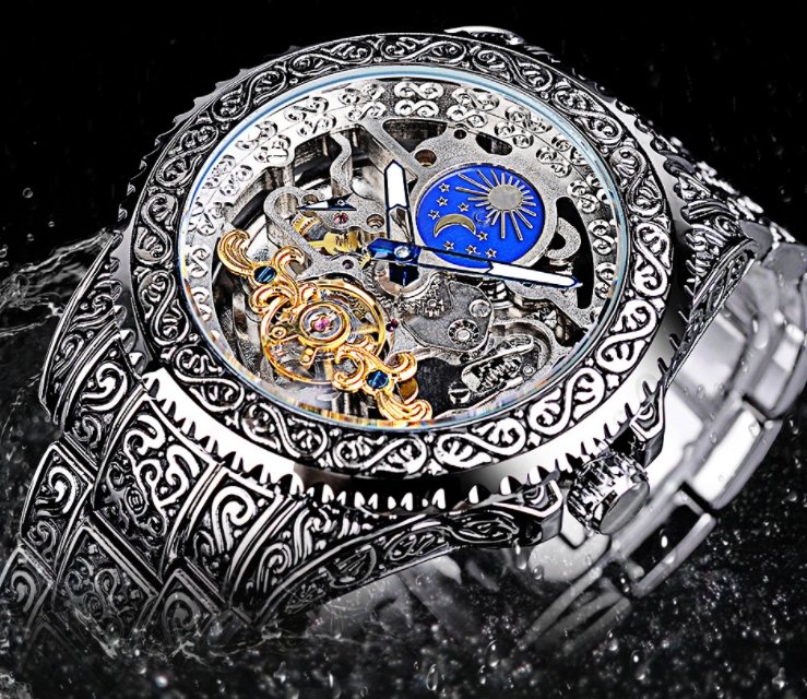 European And American Style Men's Fashion Hollow Retro Carved Automatic Mechanical Watch - www.goemag.com