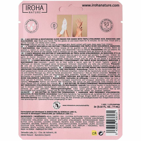Mască pentru Mâini Iroha IN/HAND-9-15 Anti-aging Acid Hialuronic 9 ml