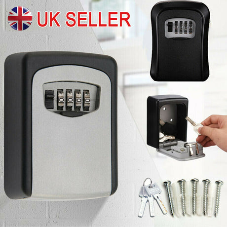 UK 4 Digit Combination Key Lock Box Wall Mounted Key Safe Security Box Outdoor Stor