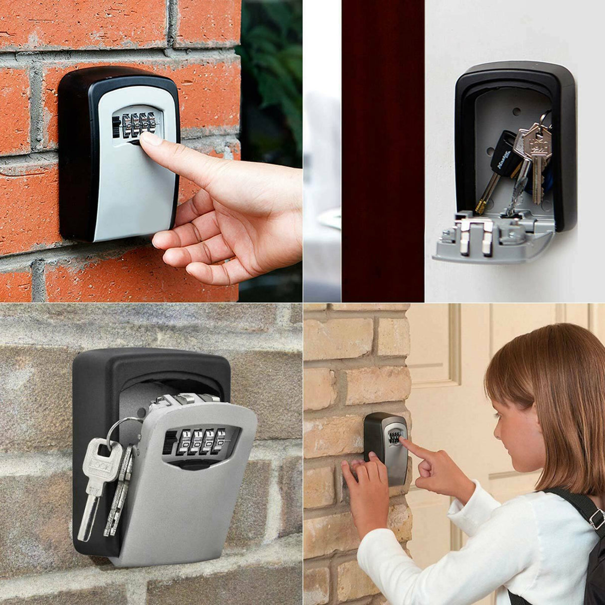 UK 4 Digit Combination Key Lock Box Wall Mounted Key Safe Security Box Outdoor Stor
