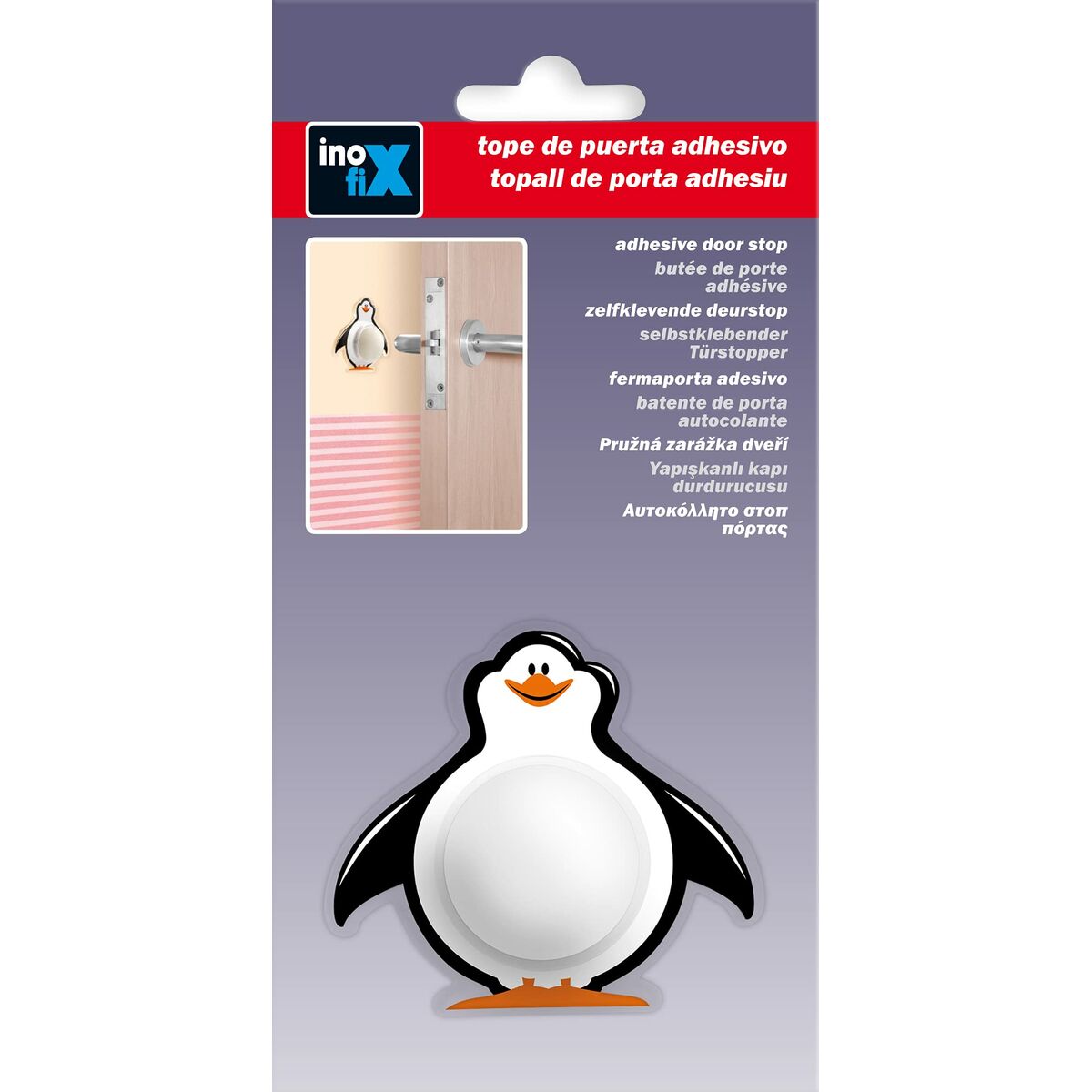 Opritor de ușă Inofix Uși Pinguin Adeziv Alb/Negru PVC Inofix