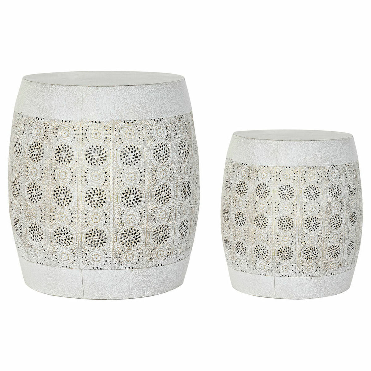 Masa laterală DKD Home Decor Alb Metal Auriu* (2 pcs) (40 x 40 x 42 cm) (30 x 30 x 34 cm) DKD Home Decor