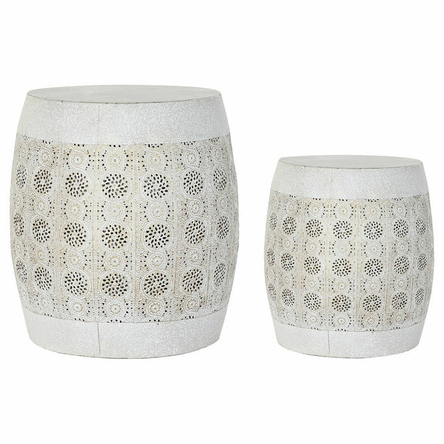 Masa laterală DKD Home Decor Alb Metal Auriu* (2 pcs) (40 x 40 x 42 cm) (30 x 30 x 34 cm) DKD Home Decor