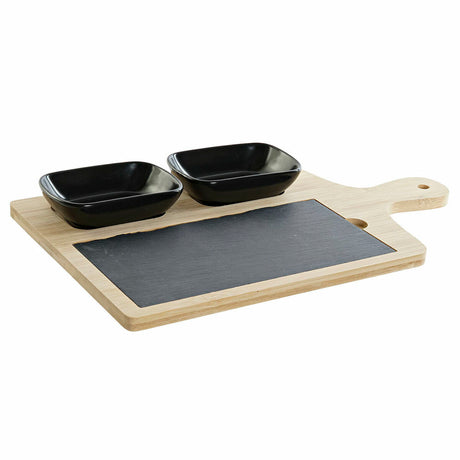 Set de Aperitiv DKD Home Decor Negru Bambus Gresie Slate Natural (33 x 19.7 x 3.5 cm) (4 pcs) DKD Home Decor