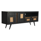 Mobilă TV DKD Home Decor Negru Ratan Lemn de mango (145,5 x 40,5 x 60 cm) DKD Home Decor