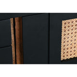 Mobilă TV DKD Home Decor Negru Ratan Lemn de mango (145,5 x 40,5 x 60 cm) DKD Home Decor