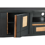 Mobilă TV DKD Home Decor Negru Ratan Lemn de mango (145,5 x 40,5 x 60 cm) DKD Home Decor