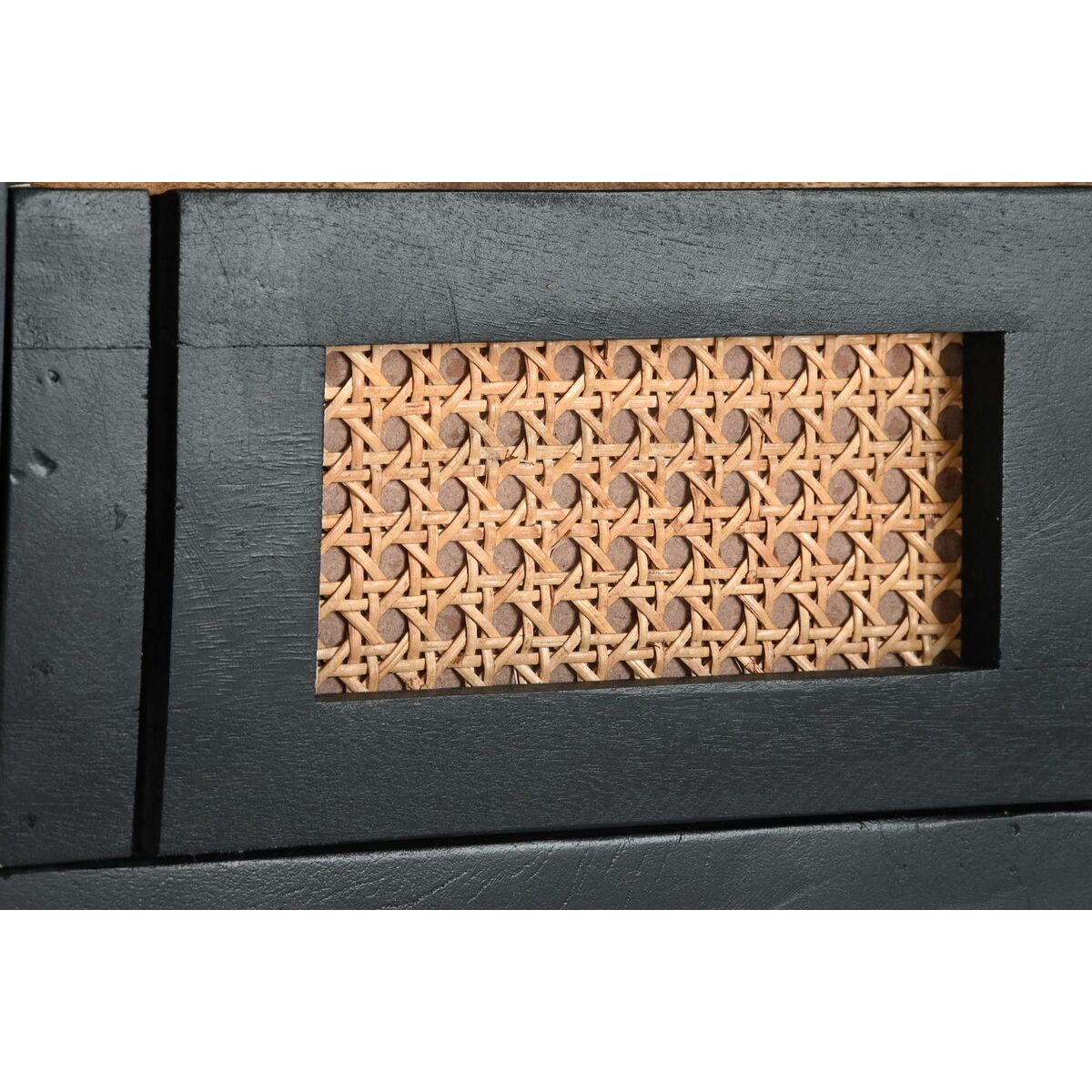 Mobilă TV DKD Home Decor Negru Ratan Lemn de mango (145,5 x 40,5 x 60 cm) DKD Home Decor