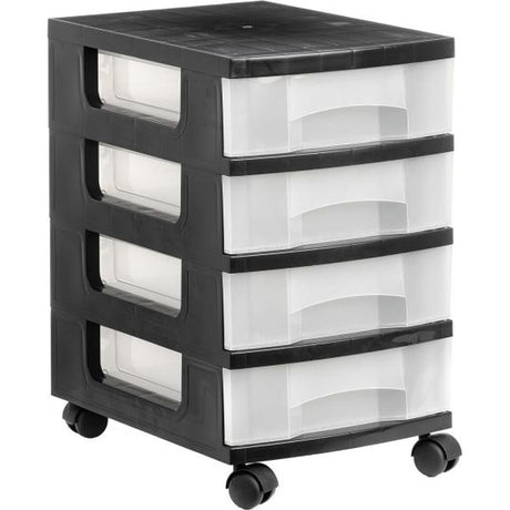 Dulap cu Sertare Archivo 2000 Transparent Cu roți Negru polipropilenă (39 x 29 x 48 cm) - www.goemag.com