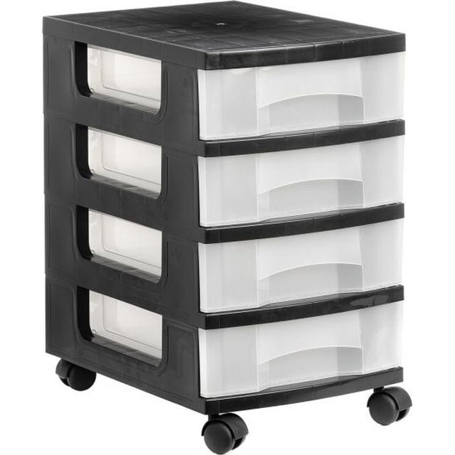 Dulap cu Sertare Archivo 2000 Transparent Cu roți Negru polipropilenă (39 x 29 x 48 cm) - www.goemag.com
