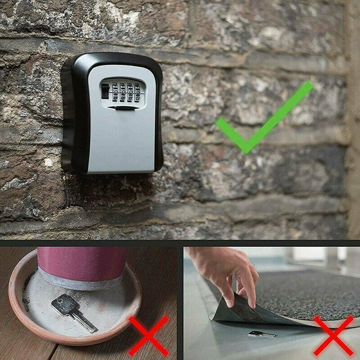 UK 4 Digit Combination Key Lock Box Wall Mounted Key Safe Security Box Outdoor Stor