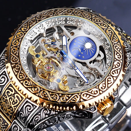 European And American Style Men's Fashion Hollow Retro Carved Automatic Mechanical Watch - www.goemag.com